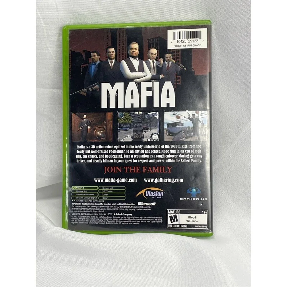 Mafia Microsoft Xbox 2004 Game Mature 17+ - Tested - Works Great!